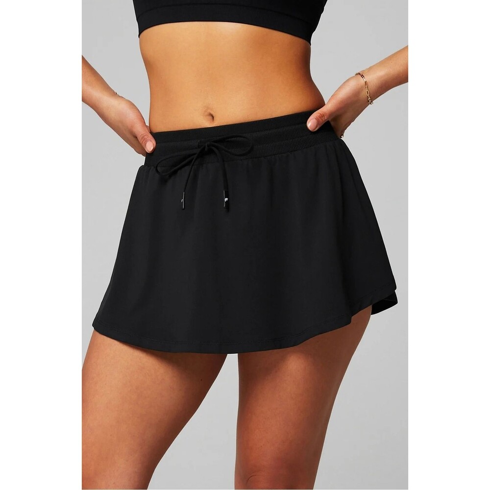 Fabletics Cloud Jersey Flounce Skirt Black Size Large